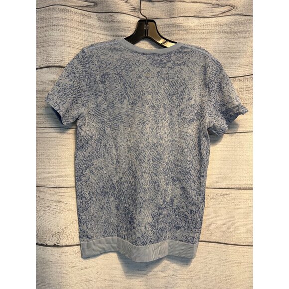 Lululemon Swiftly Breathe Short Sleeve Floral Fauna Blue Linen/Water Drop Size 6 - Picture 2 of 4